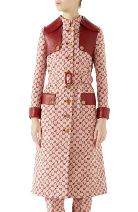 gucci trench coat red|Gucci leather trench coat.